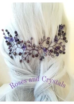 Дизайнерска украса за коса HairVine с кристали Сваровски в тъмно лилаво Forget me not by Rosie